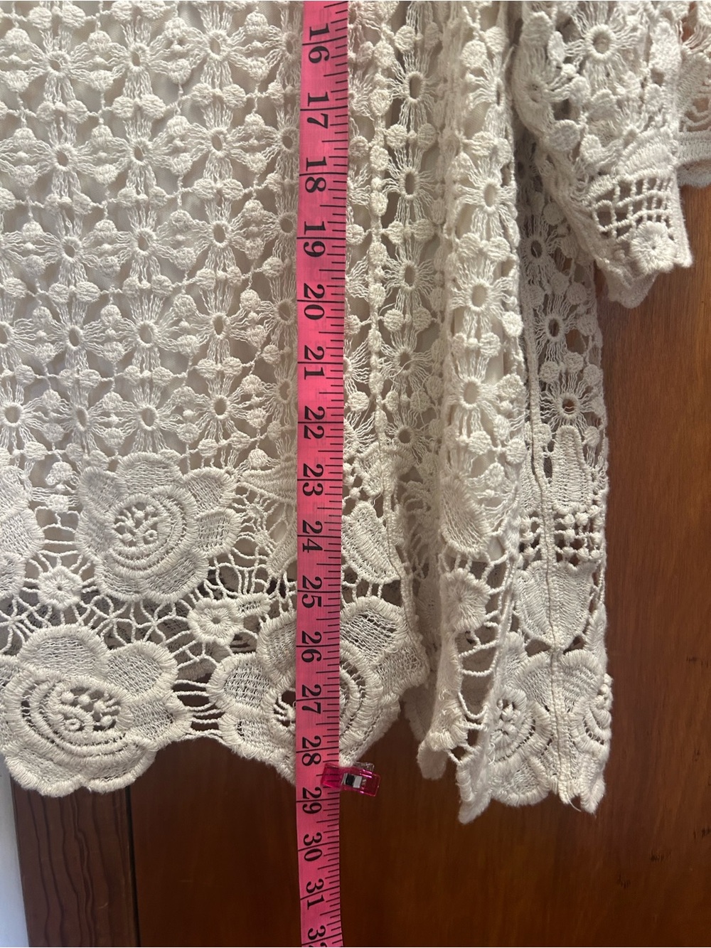 CJ Banks Cream Crochet Lace Tunic Top - Picture 4 of 11
